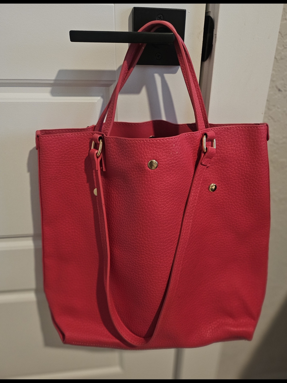 Red Tote Bag with Gold Hardware - Women Bags